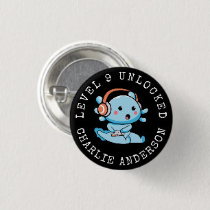 Level Up Axolotl Birthday 3 Cm Round Badge