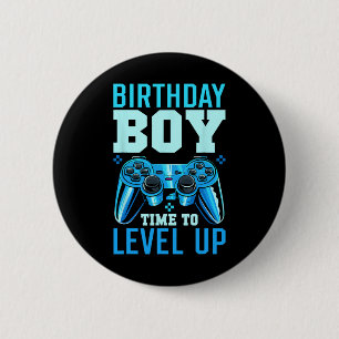 Level Up Birthday Boy Matching Gamer Party - Clic 6 Cm Round Badge