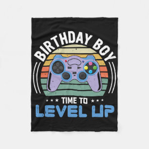 Level Up Birthday Boy Video Game Kids Party Fleece Blanket