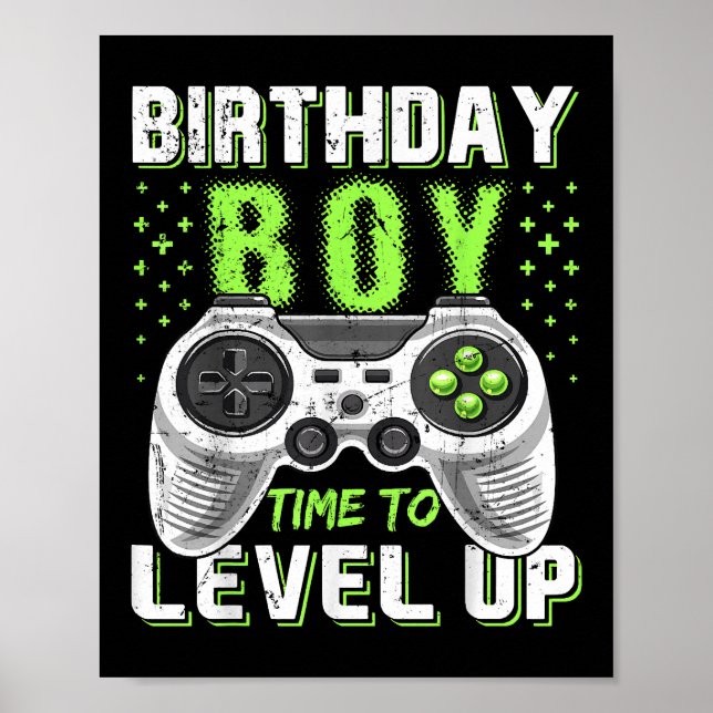 Level Up Birthday Boy Video Game Poster (Front)