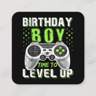 Level Up Birthday Boy Video Game Square Business Card