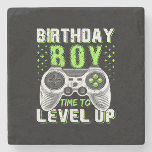 Level Up Birthday Boy Video Game Stone Coaster