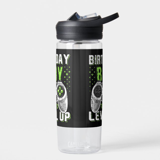 Level Up Birthday Boy Video Game Water Bottle (Left)