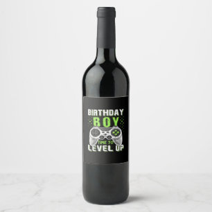 Level Up Birthday Boy Video Game Wine Label