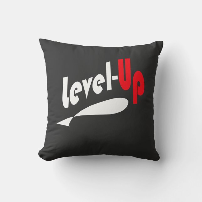 Level-Up Black throw pillow (Front)