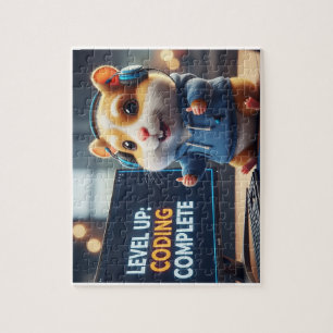 Level Up Coding Complete – Cute Gamer Hamster Prog Jigsaw Puzzle