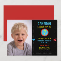 Level Up Custom 7th Birthday Party Boy Photo 
