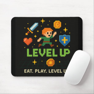Level Up Gamer Mousepad – Retro Pixel Art Design