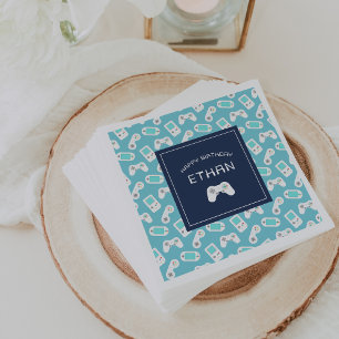 Level Up   Gamer Theme Personalized Birthday Napkin