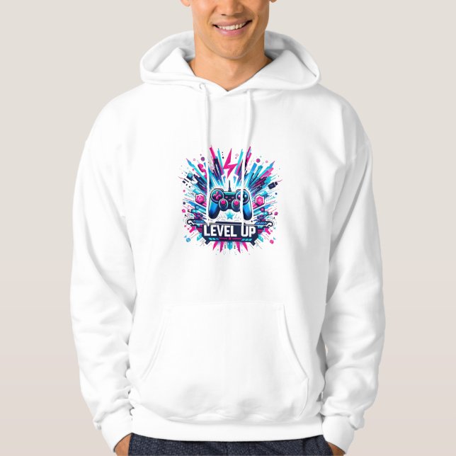 Level Up! Gaming T-Shirt Hoodie (Front)
