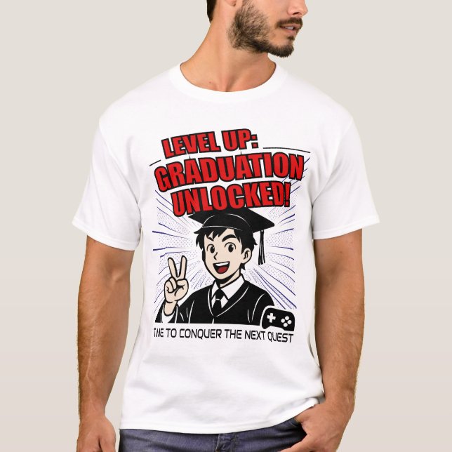 Level Up: Graduation Unlocked! Gamer Anime T-Shirt (Front)