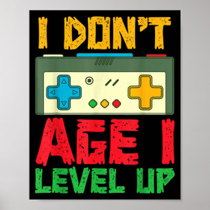 Level Up Playing Video Games Gamer Birthday Gaming Poster