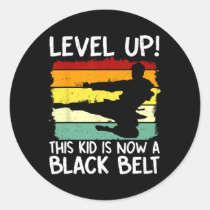 Level Up This Kid Is Now A Black Belt Karate Marti Classic Round Sticker