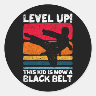 Level Up This Kid Is Now A Black Belt Karate Marti Classic Round Sticker