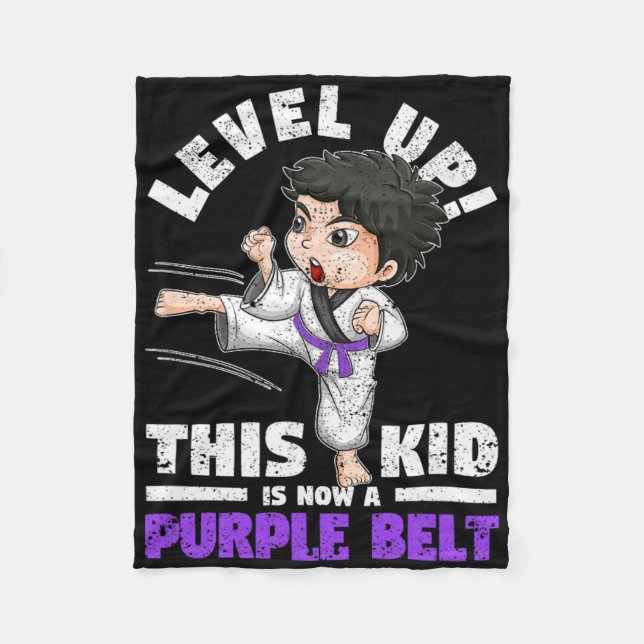 Level Up This Kid Is Now A Purple Belt Karate Mart Fleece Blanket (Front)