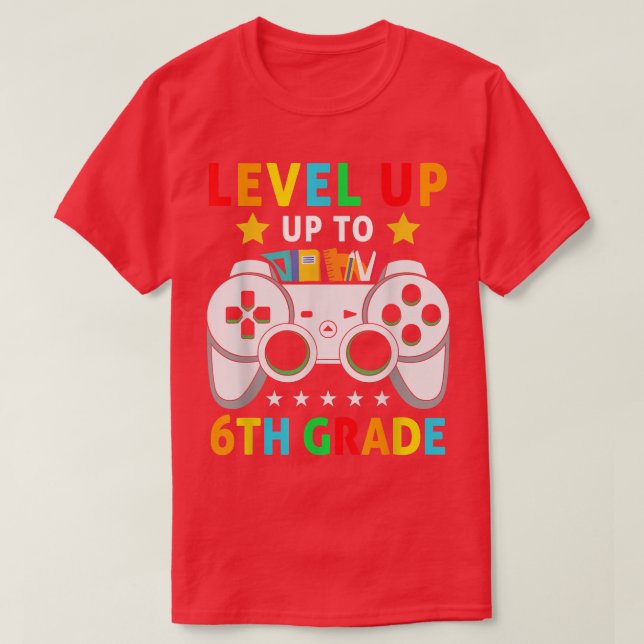 Level Up To 6th Grade Back to School Video Game Bo T-Shirt (Design Front)