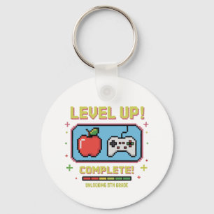 Level Up to 8th Grade Unlocked Funny Gamer Key Ring