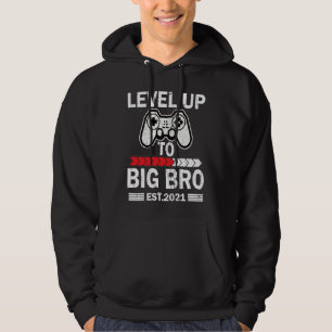 Level up to big bro 2021 big sis little bro design hoodie