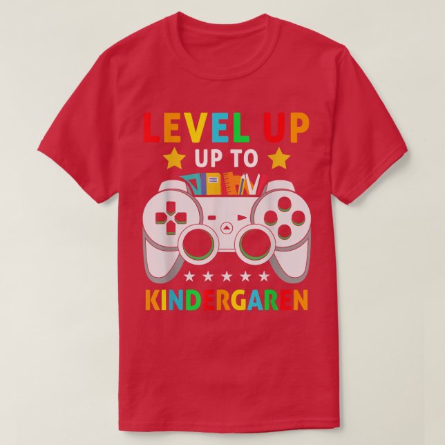 Level Up To Kindergarten Back to School Video Game T-Shirt (Design Front)