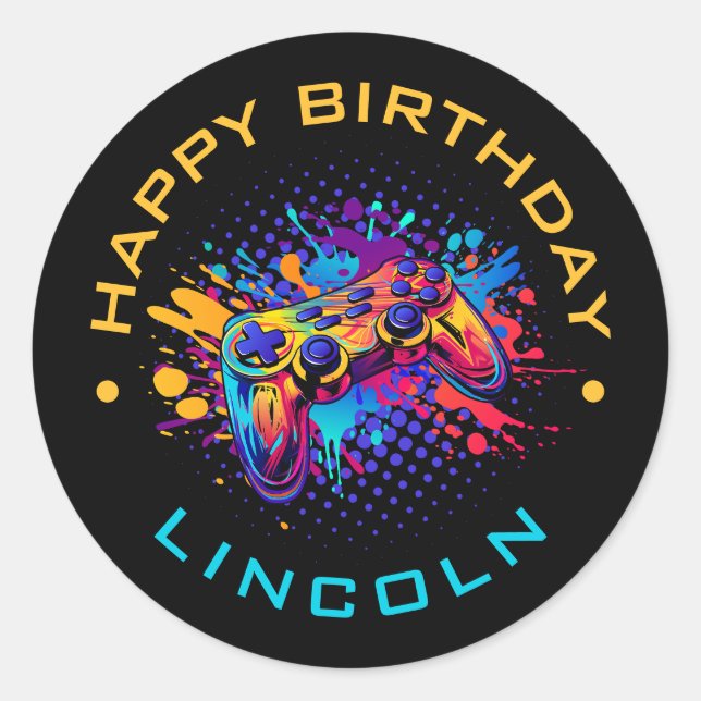 Level Up Video Game Controller Classic Round Sticker (Front)