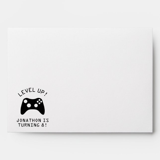 Level Up Video Game Game Truck Birthday Party Envelope (Front)