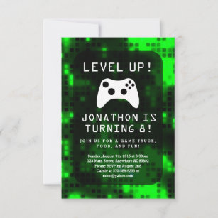 Level Up Video Game Game Truck Birthday Party Invitation