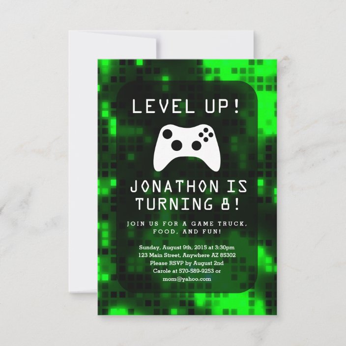 Level Up Video Game Game Truck Birthday Party Invitation | Zazzle.co.uk