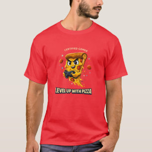 Level Up With Pizza T-Shirt – Funny Gamer Pizza Sl