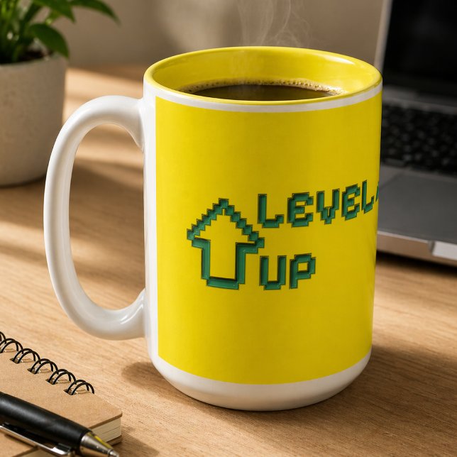 Level UP Yellow mag Two-Tone Coffee Mug (Creator Uploaded)