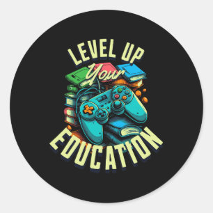 Level Up Your Education - Gaming-inspired Teacher Classic Round Sticker