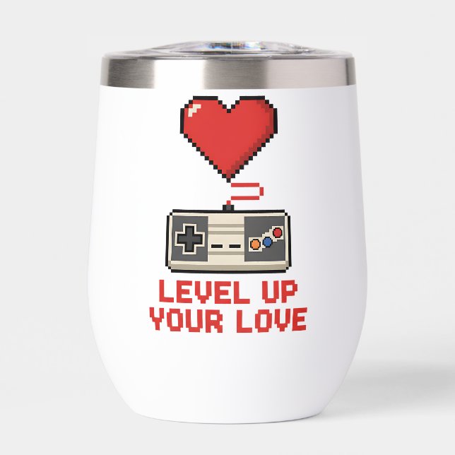 Level Up Your Love, Retro Pixel Gaming Design (Front)