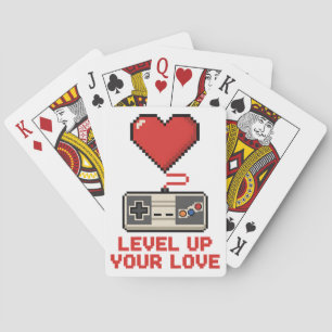 Level Up Your Love, Retro Pixel Gaming Design Playing Cards