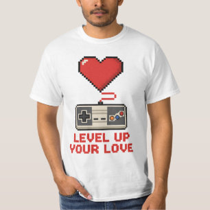 Level Up Your Love, Retro Pixel Gaming Design T-Shirt