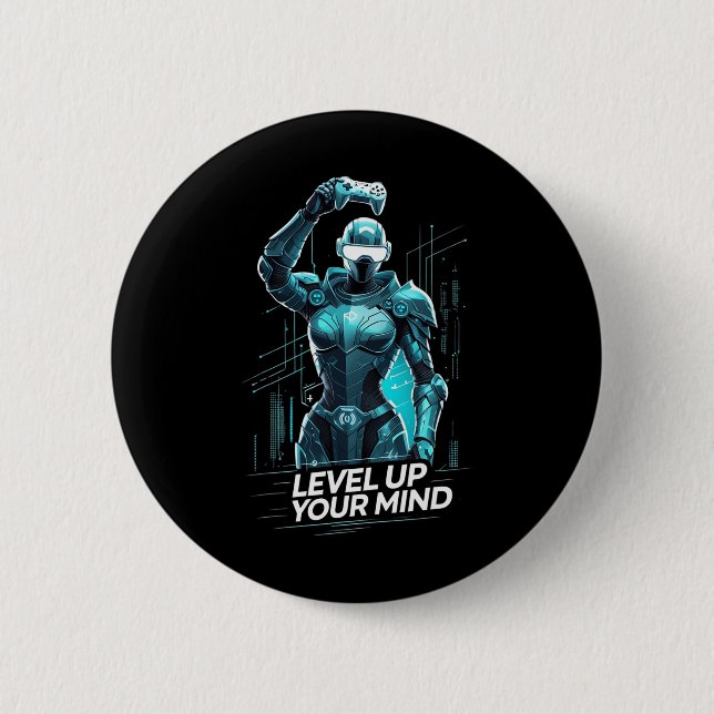 Level Up Your Mind Ai Gamer  6 Cm Round Badge (Front)