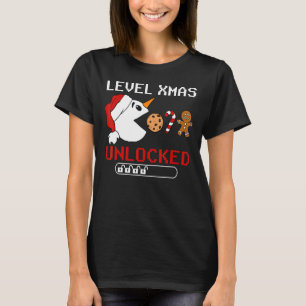Level Xmas Unlocked Snowman Gingerbread Cookie Chr T-Shirt