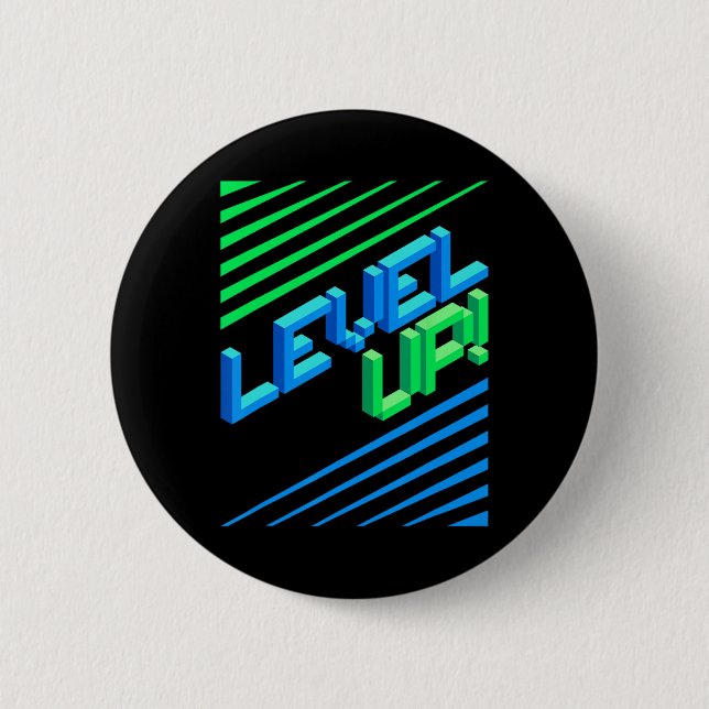 Level Your Game Up I Controller Ps5 Gaming  6 Cm Round Badge (Front)