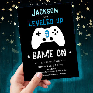 LEVELED Up 9th Birthday Invitation