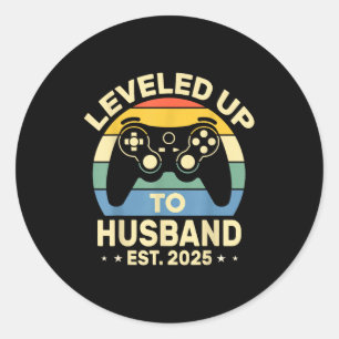 Leveled Up Husband 2025 Funny Classic Round Sticker