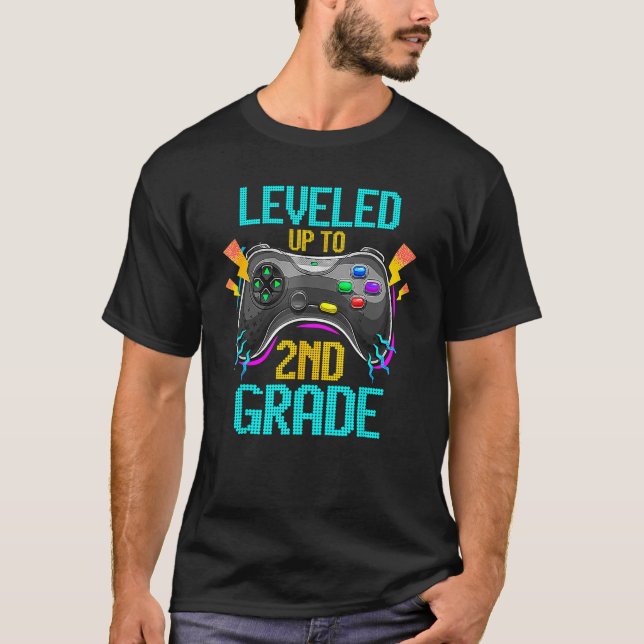 Leveled Up To 2nd Grade Video Gamer Back To School T-Shirt (Front)