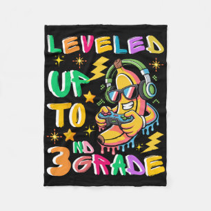 Leveled Up To 3rd Grade Banana Gamer Back To Schoo Fleece Blanket