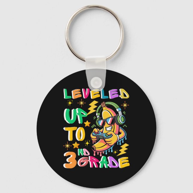 Leveled Up To 3rd Grade Banana Gamer Back To Schoo Key Ring (Front)