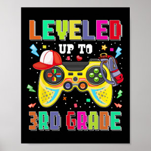 Leveled Up To 3rd Grade Gamer First Day Boys Back  Poster