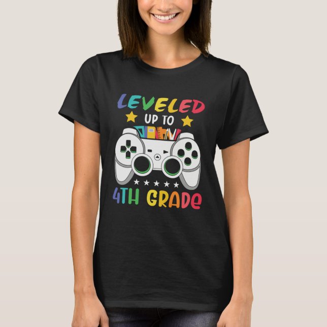 Leveled Up To 4th Grade  Gaming 3rd Grade Graduati T-Shirt (Front)