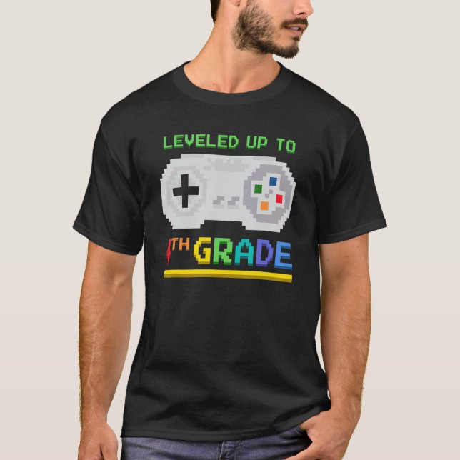 Leveled Up To 4th Grade Video Game Controller Game T-Shirt (Front)