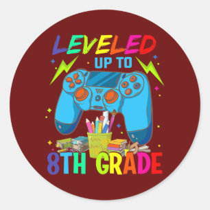 Leveled Up To 8th Grade Back To School Video Game Classic Round Sticker
