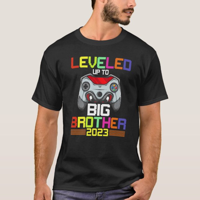 Leveled Up To Big Brother 2023 Gamer Big Bro Boys  T-Shirt (Front)