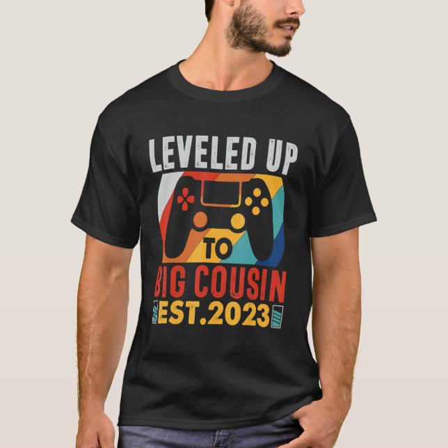 Leveled Up To Big Cousin 2023 Gaming Pregnancy Ann T-Shirt (Front)