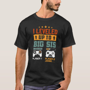 Leveled Up To Big Sister 2023 Vintage Promoted To T-Shirt