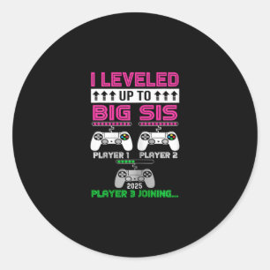 Leveled Up To Big Sister Again 2025 Promoted To Bi Classic Round Sticker