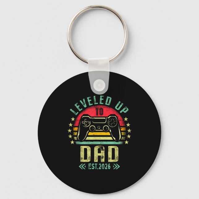 Leveled Up To Dad 2026 Promoted To Daddy Level Unl Key Ring (Front)
